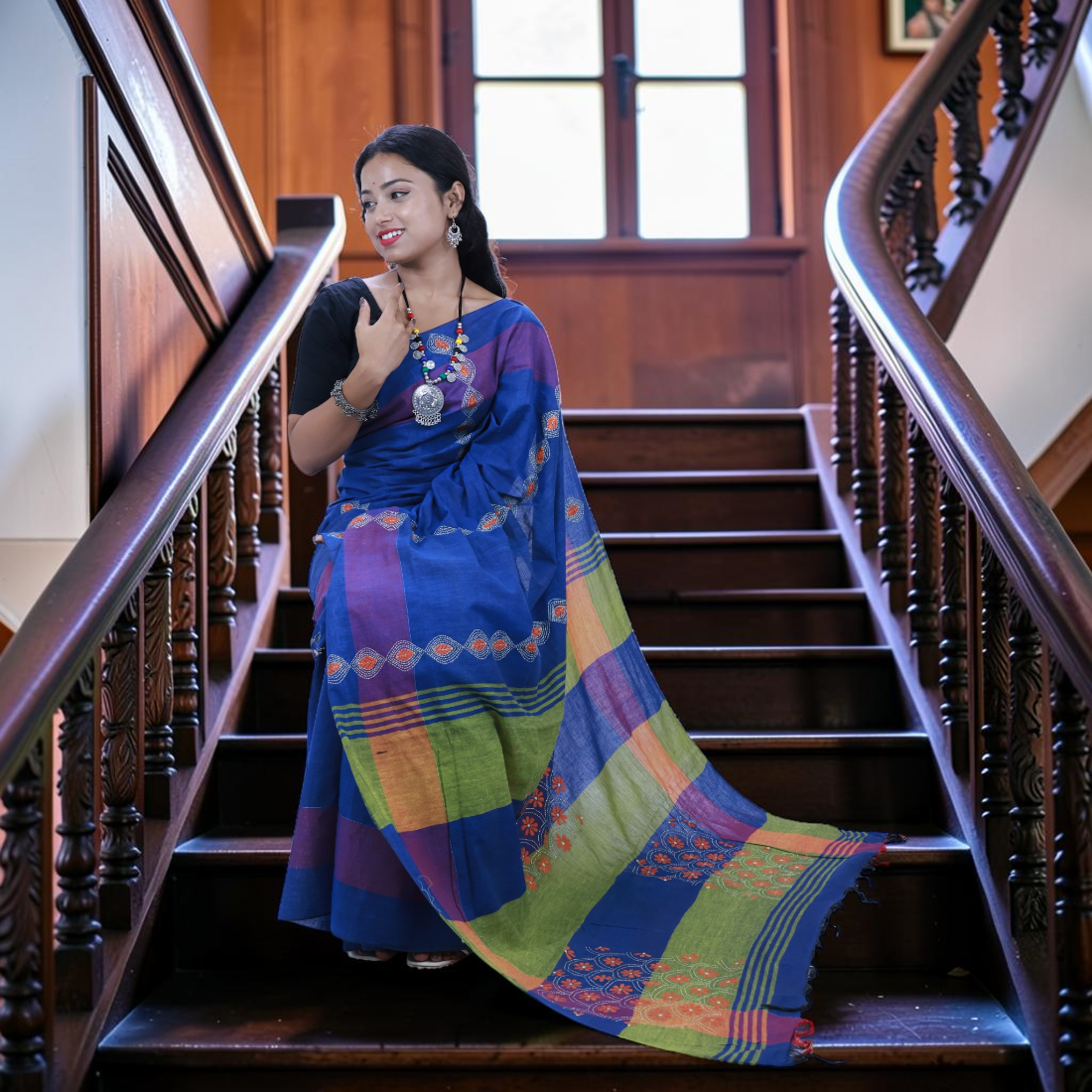 Experience the Timeless Beauty of Neelanjali Classic Hand Khesh Cotton Saree