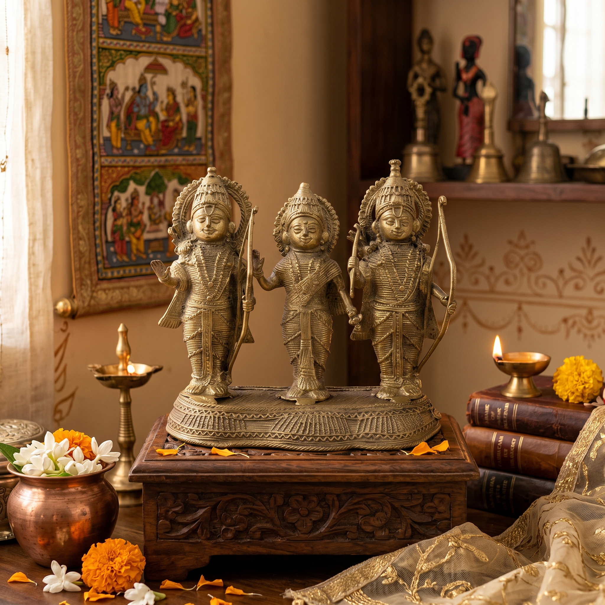 Elevate Your Home Decor with the Dokra Ram ji Set - Handcrafted Brass Idol from Art Angan