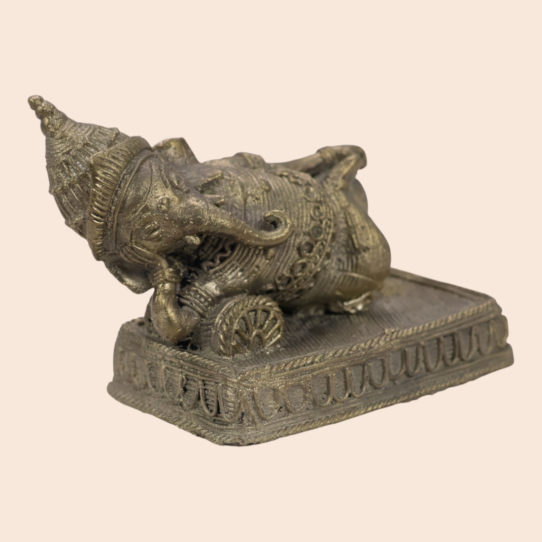 Dokra Sleeping Ganesh ji showpiece - Handcrafted Indian Art (View 2) | Art Angan