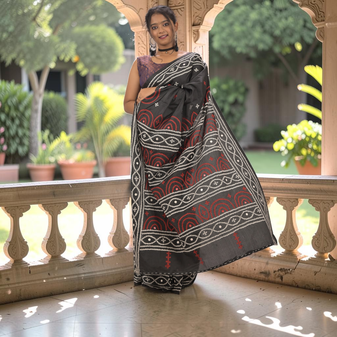 Nishika Royal Gujarati Stitch Bangalore Silk Saree: Timeless Elegance