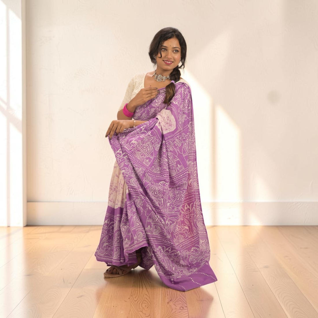 Elevate Your Elegance with Lavanya Grace - Pure Hand Batik Cotton Saree