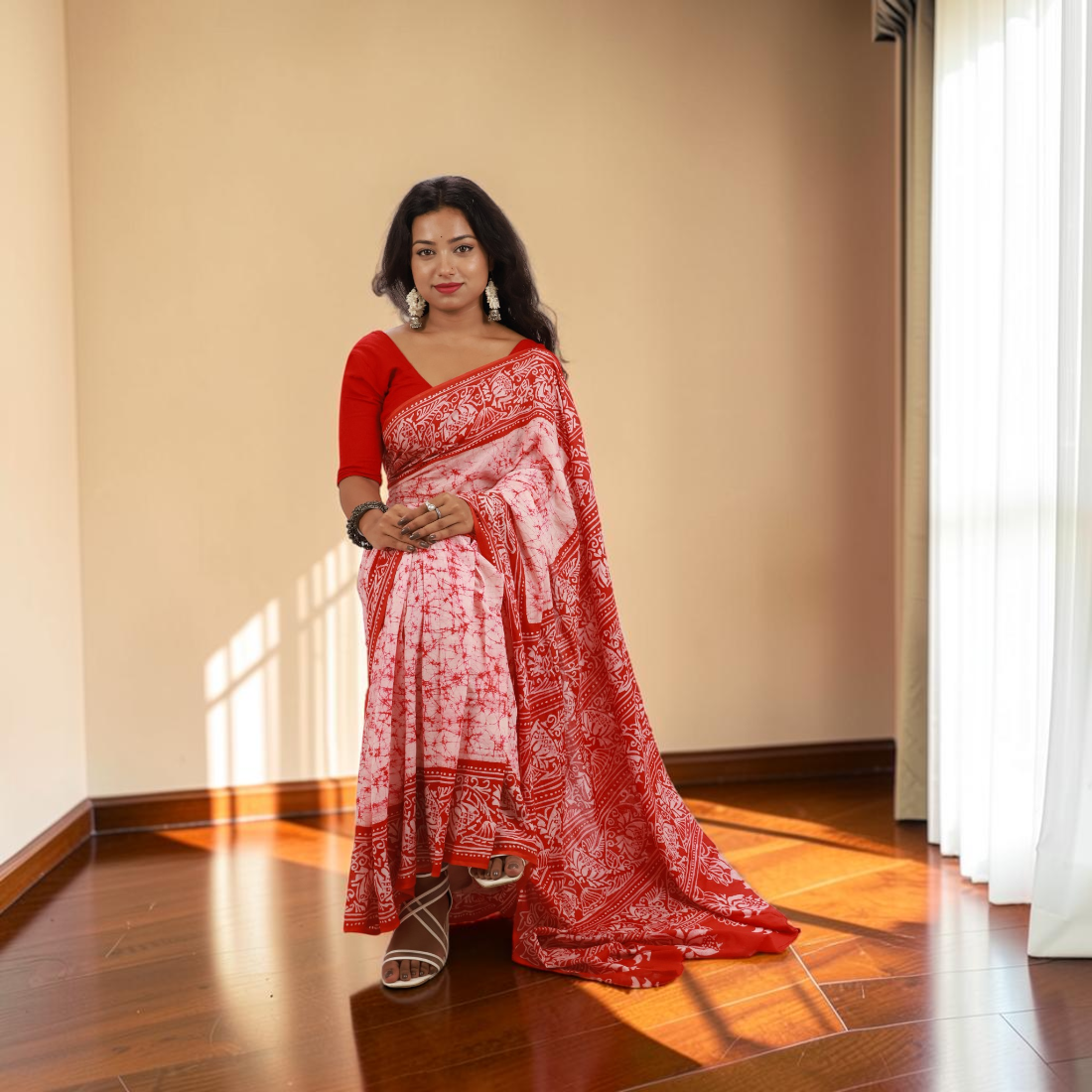 Unveiling the Raktika Royale: Timeless Elegance in Hand Batik Cotton Sarees