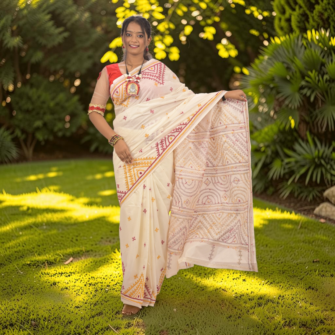 Exquisite Shvetika Heritage Gujarati Stitch Bangalore Silk Saree