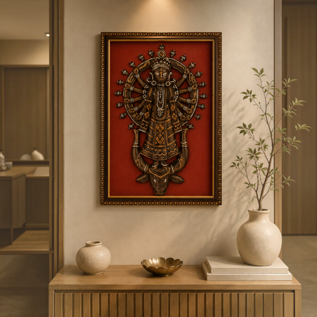 Elevate Your Home Decor with Art Angan's Handcrafted Clay Maa Durga Frame