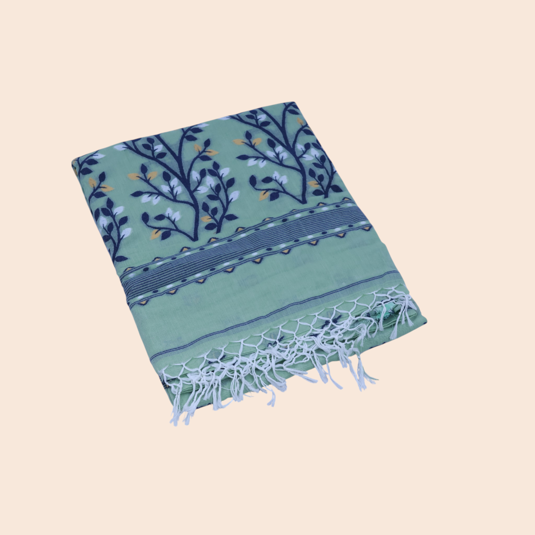 Elevate Your Elegance with the Madhurima Mint Khadi Jamdani Saree