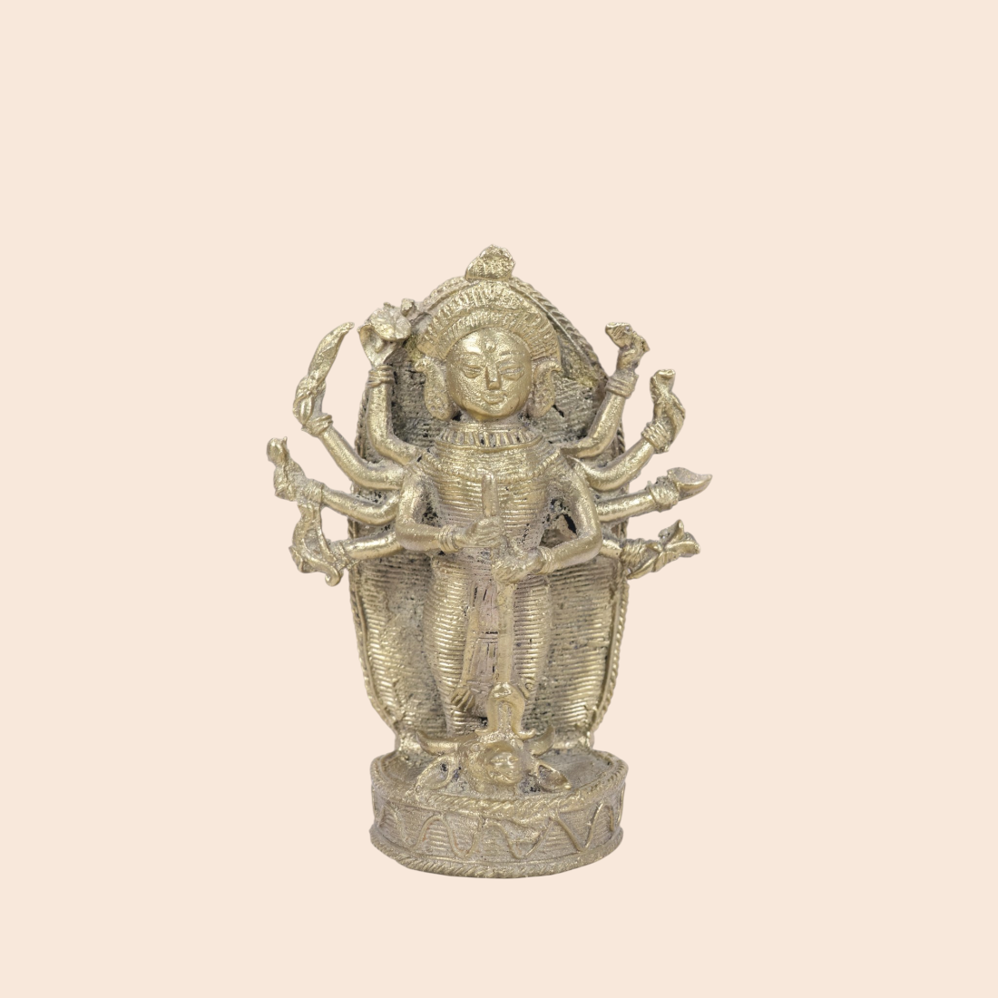 Maa Durga Dokra Idol - Antique Brass Handloom Weave Artisanal Statue