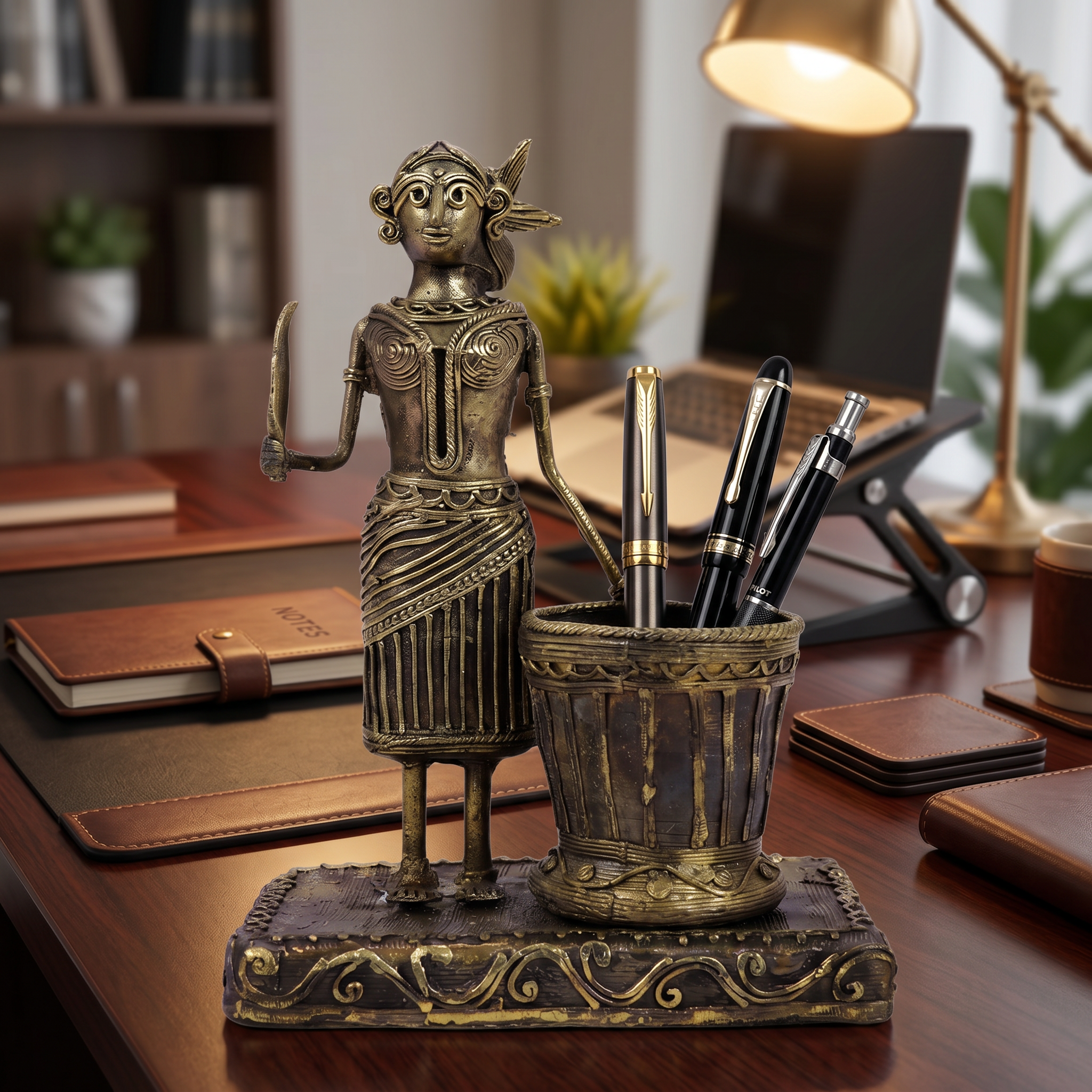 Elevate Your Home Decor with Dokra Pensholder Showpiece from Art Angan