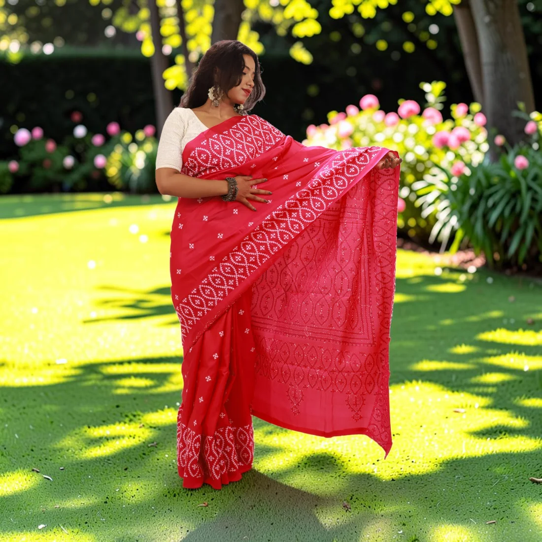 Raktima Heritage Gujarati Stitch Bangalore Silk Saree Thumbnail 4