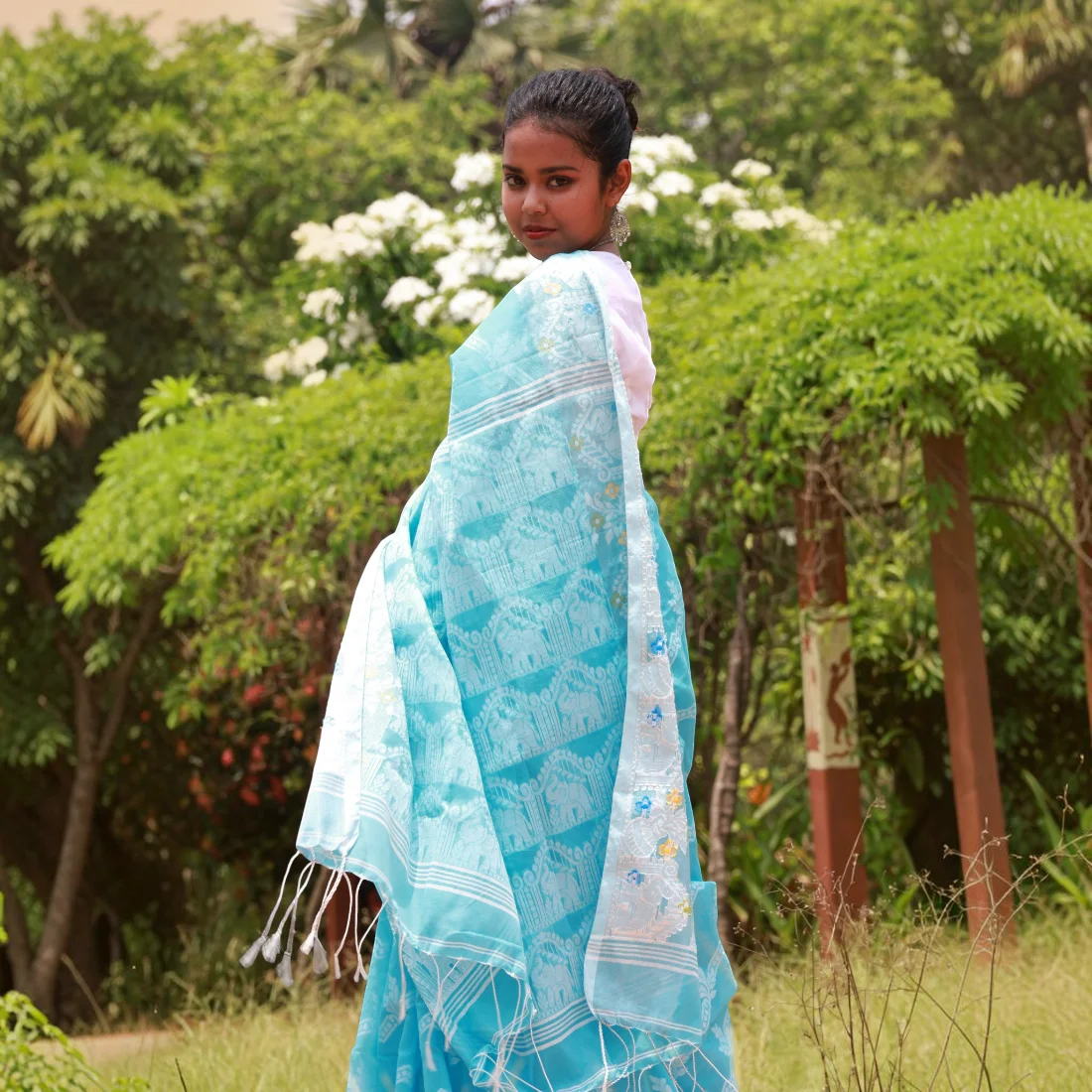 Pitambari Grace Handloom Cotton Silk Saree Thumbnail 5