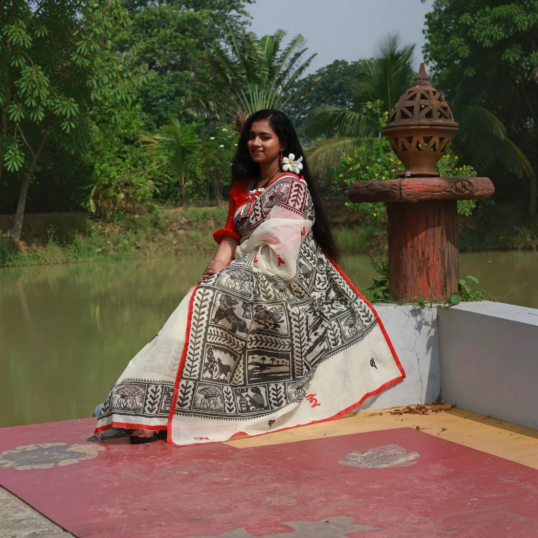 Barnika Sanskriti Appliqué Cotton Saree Thumbnail 5