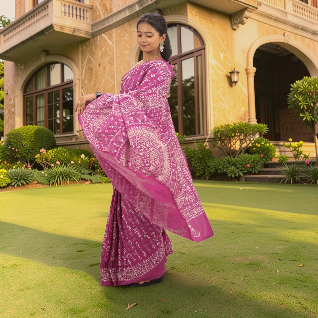 Rajanika Royale Madhubani Kantha Bangalore Silk Saree Thumbnail 4
