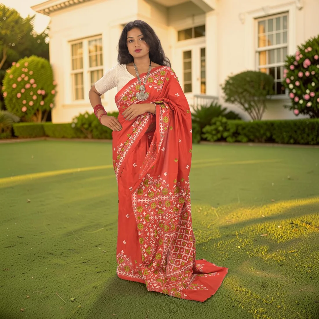 Koralia Gujarati Stitch Bangalore Silk Saree Thumbnail 3