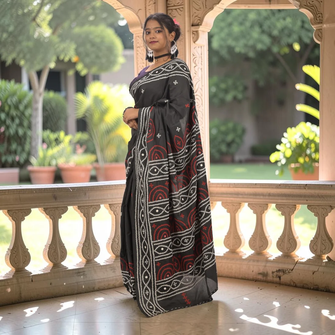 Nishika Royal Gujarati Stitch Bangalore Silk Saree Thumbnail 5