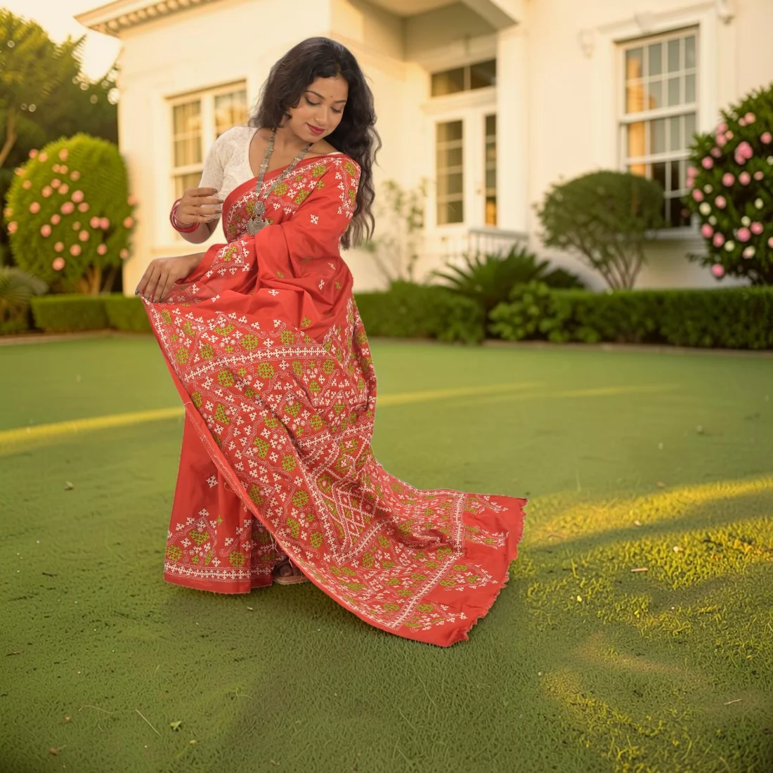 Koralia Gujarati Stitch Bangalore Silk Saree Thumbnail 6