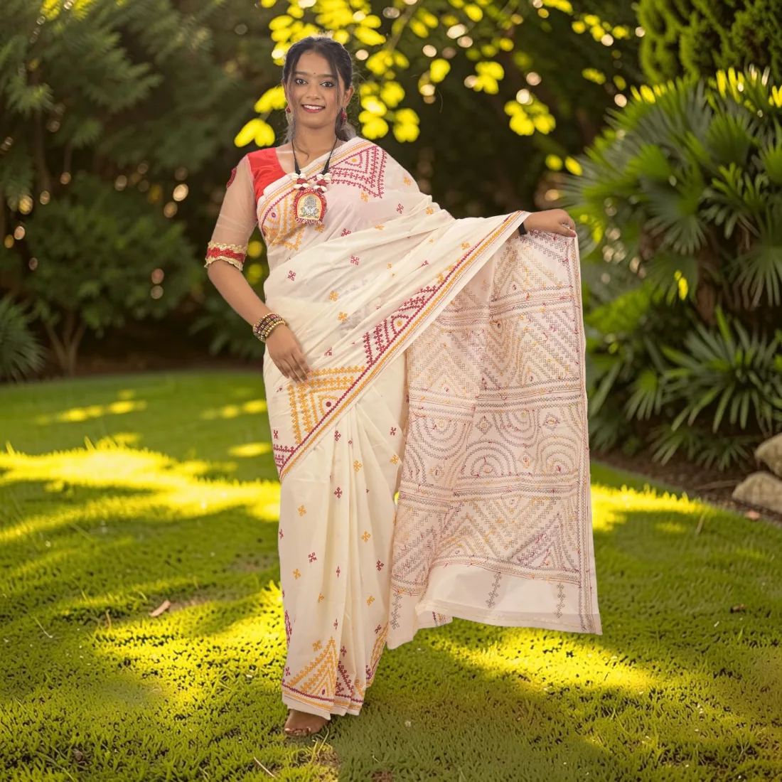 Shvetika Heritage Gujarati Stitch Bangalore Silk Saree Thumbnail 4