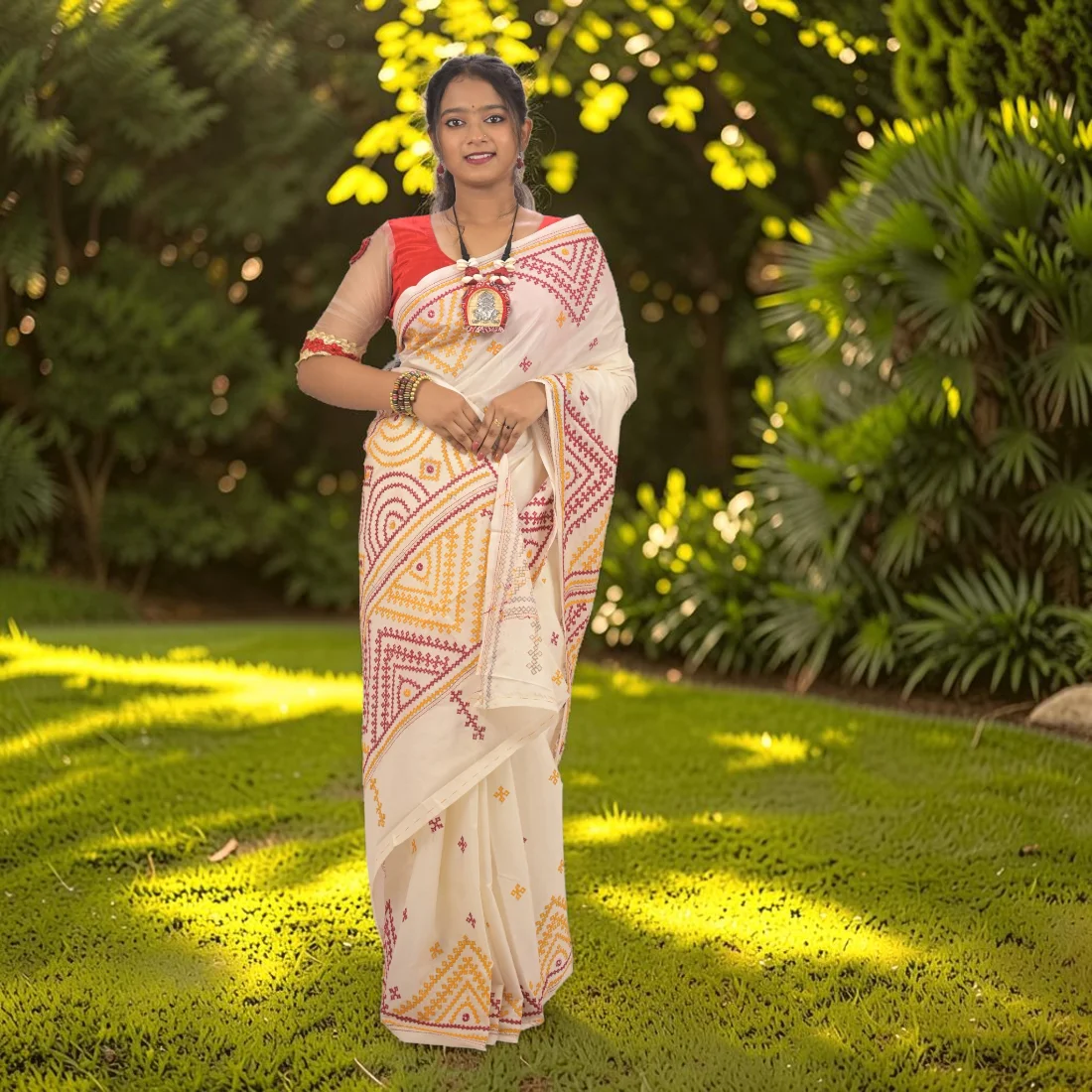 Shvetika Heritage Gujarati Stitch Bangalore Silk Saree Thumbnail 6