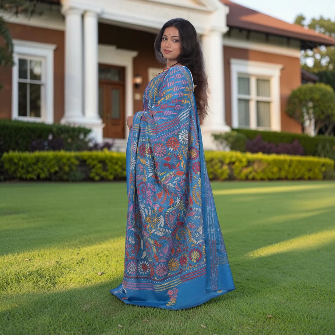 Aarunya Serenity Kantha Stitch Bangalore Silk Saree Thumbnail 2