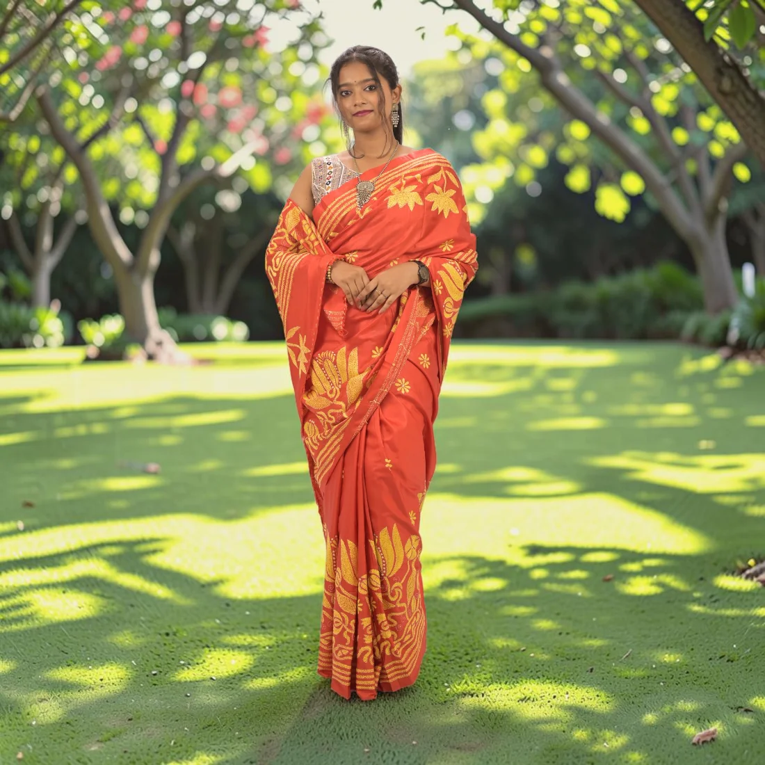 Rudrima Opulence Kantha Stitch Bangalore Silk Saree Thumbnail 4