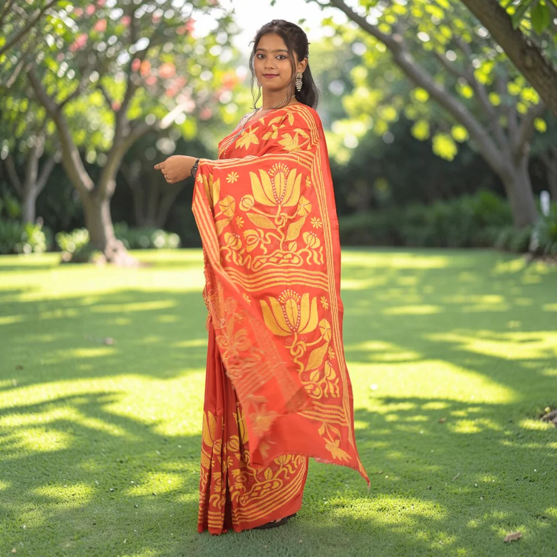 Rudrima Opulence Kantha Stitch Bangalore Silk Saree Thumbnail 2