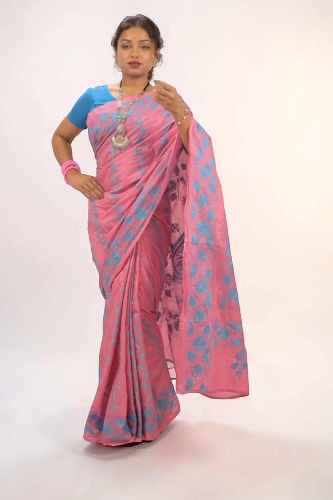 Anvika Grace Kantha Stitch Bangalore Silk Saree Thumbnail 3