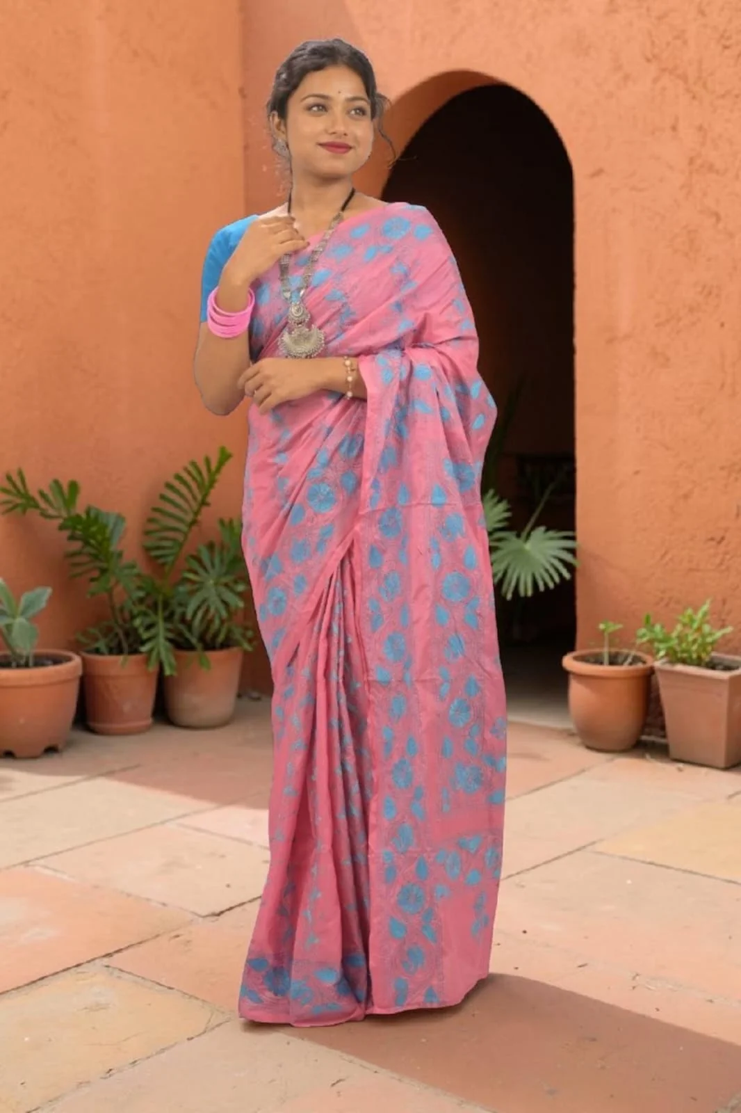 Anvika Grace Kantha Stitch Bangalore Silk Saree Thumbnail 8