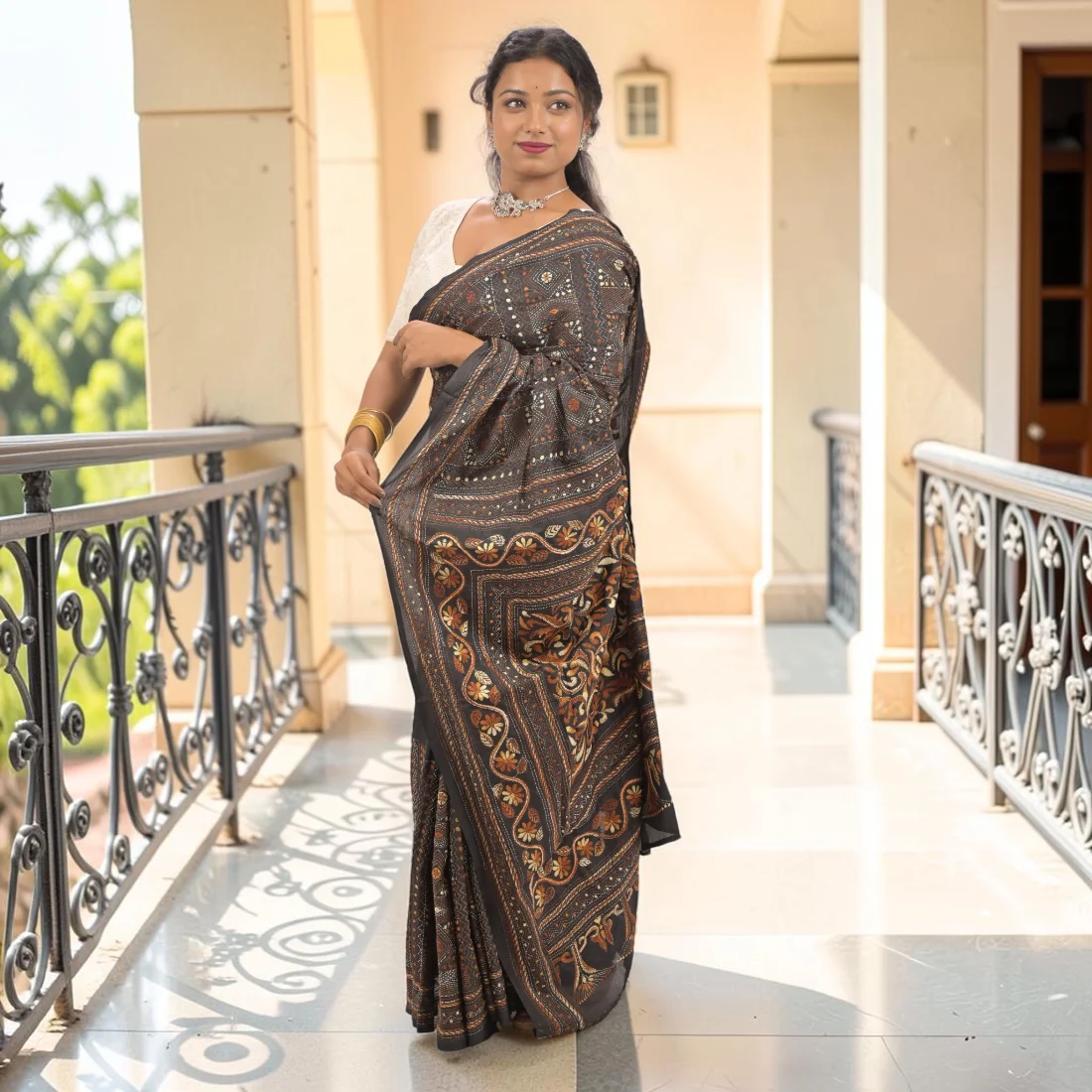 Nishika Noir Kantha Art Silk Saree Thumbnail 3