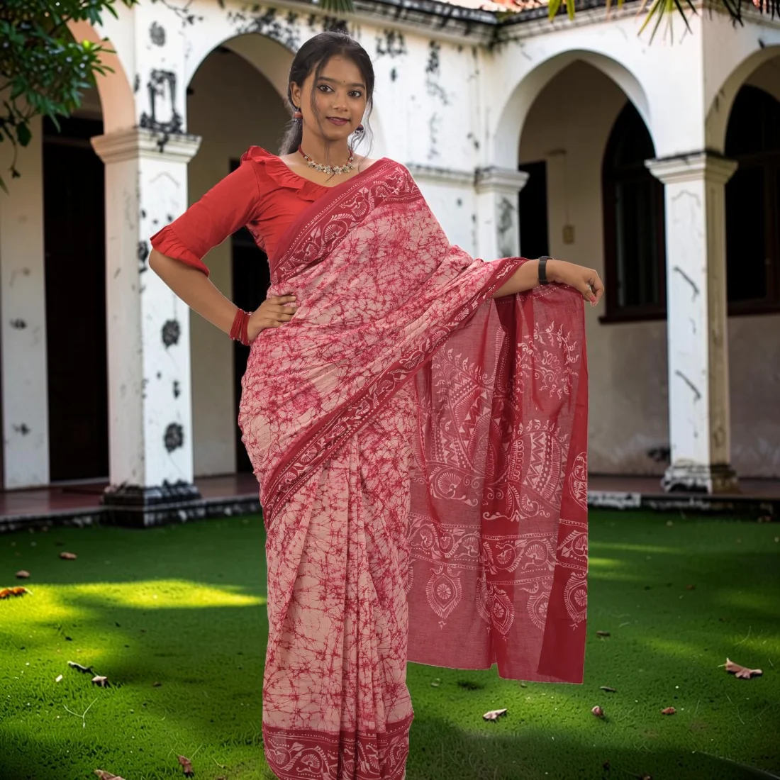 Shonika Radiance Pure Hand Batik Cotton Saree Thumbnail 3