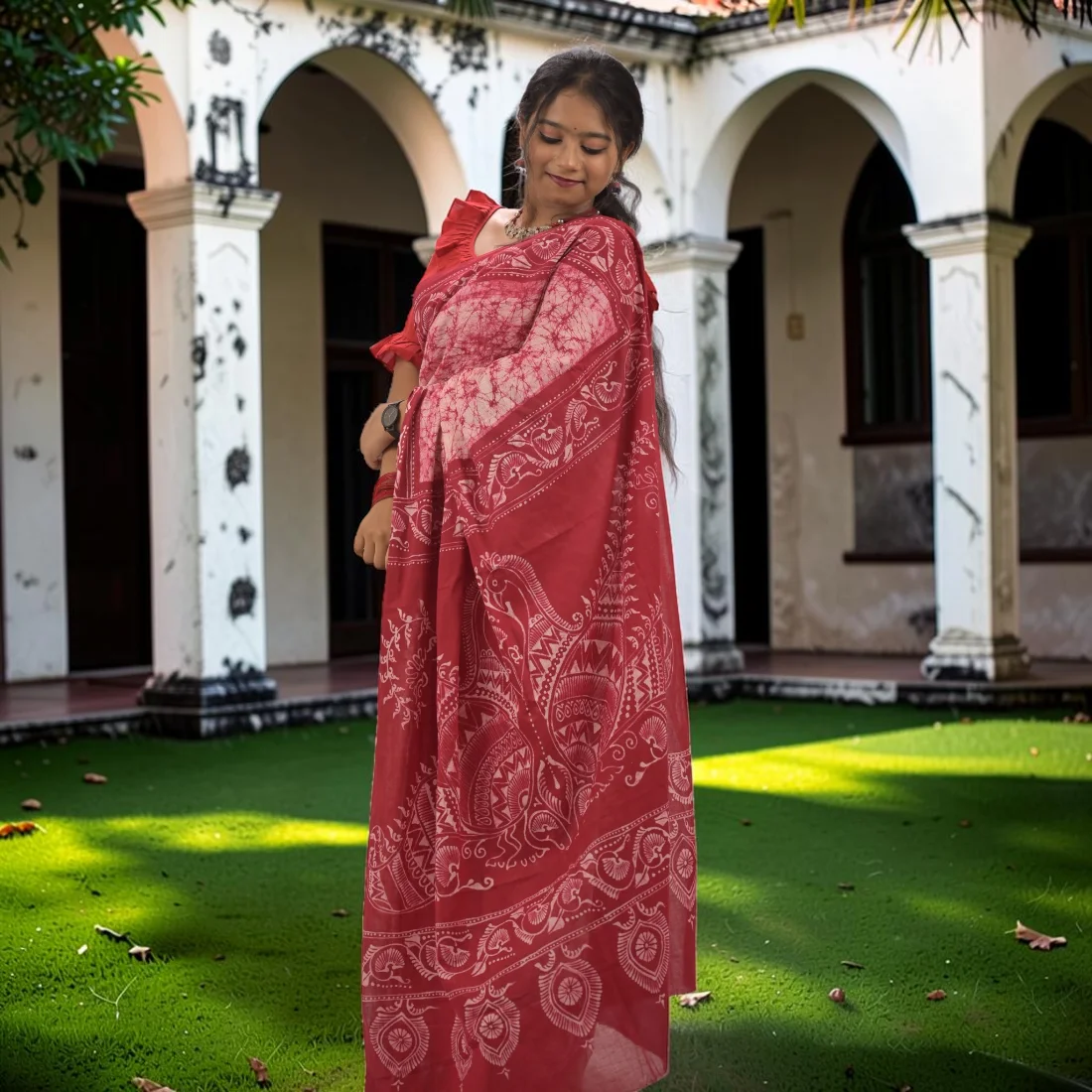 Shonika Radiance Pure Hand Batik Cotton Saree Thumbnail 4