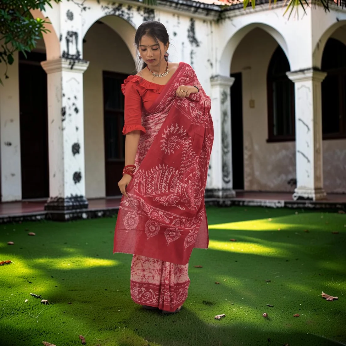 Shonika Radiance Pure Hand Batik Cotton Saree Thumbnail 5