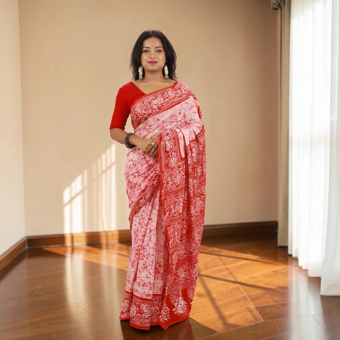 Raktika Royale Pure Hand Batik Cotton Saree Thumbnail 2