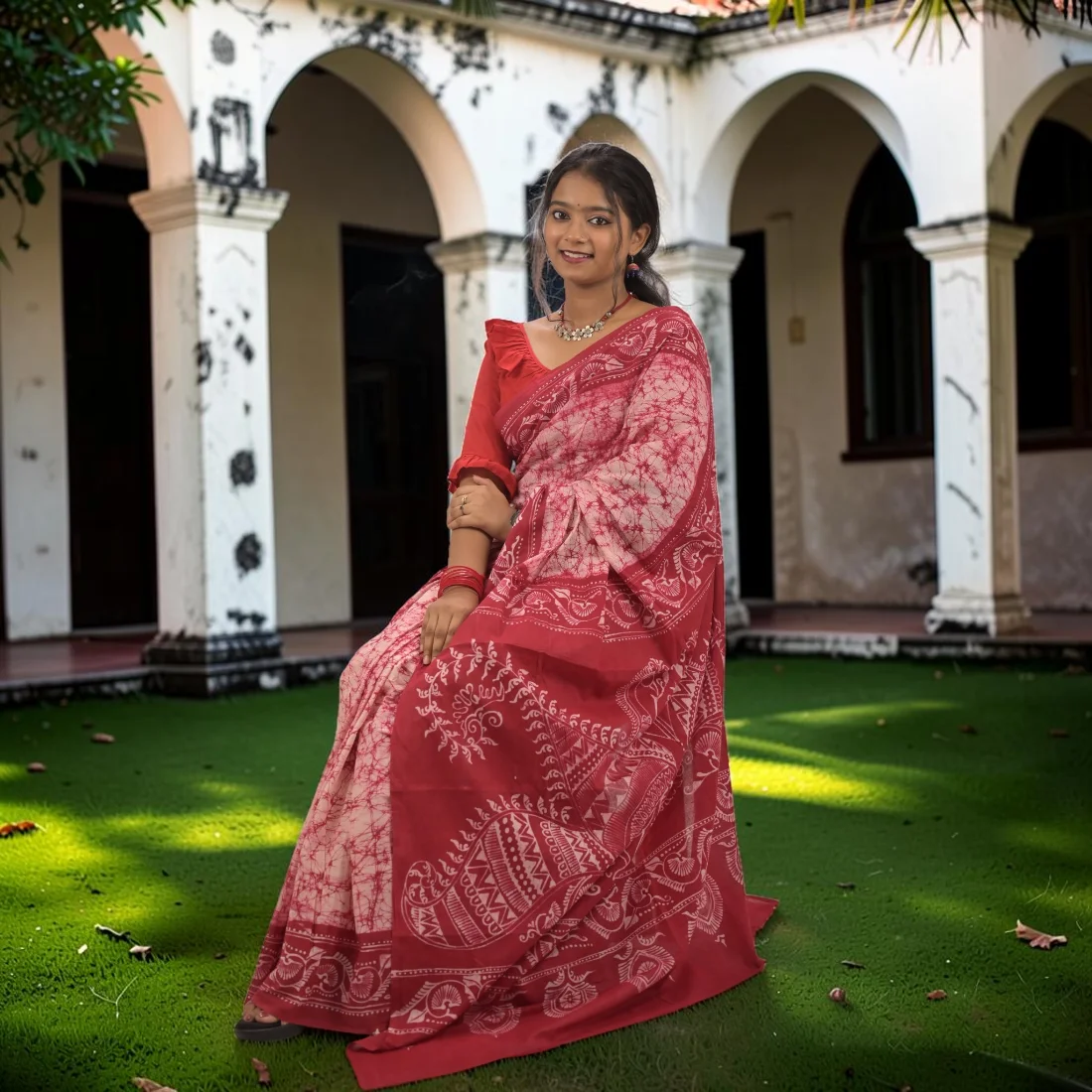 Shonika Radiance Pure Hand Batik Cotton Saree Thumbnail 6