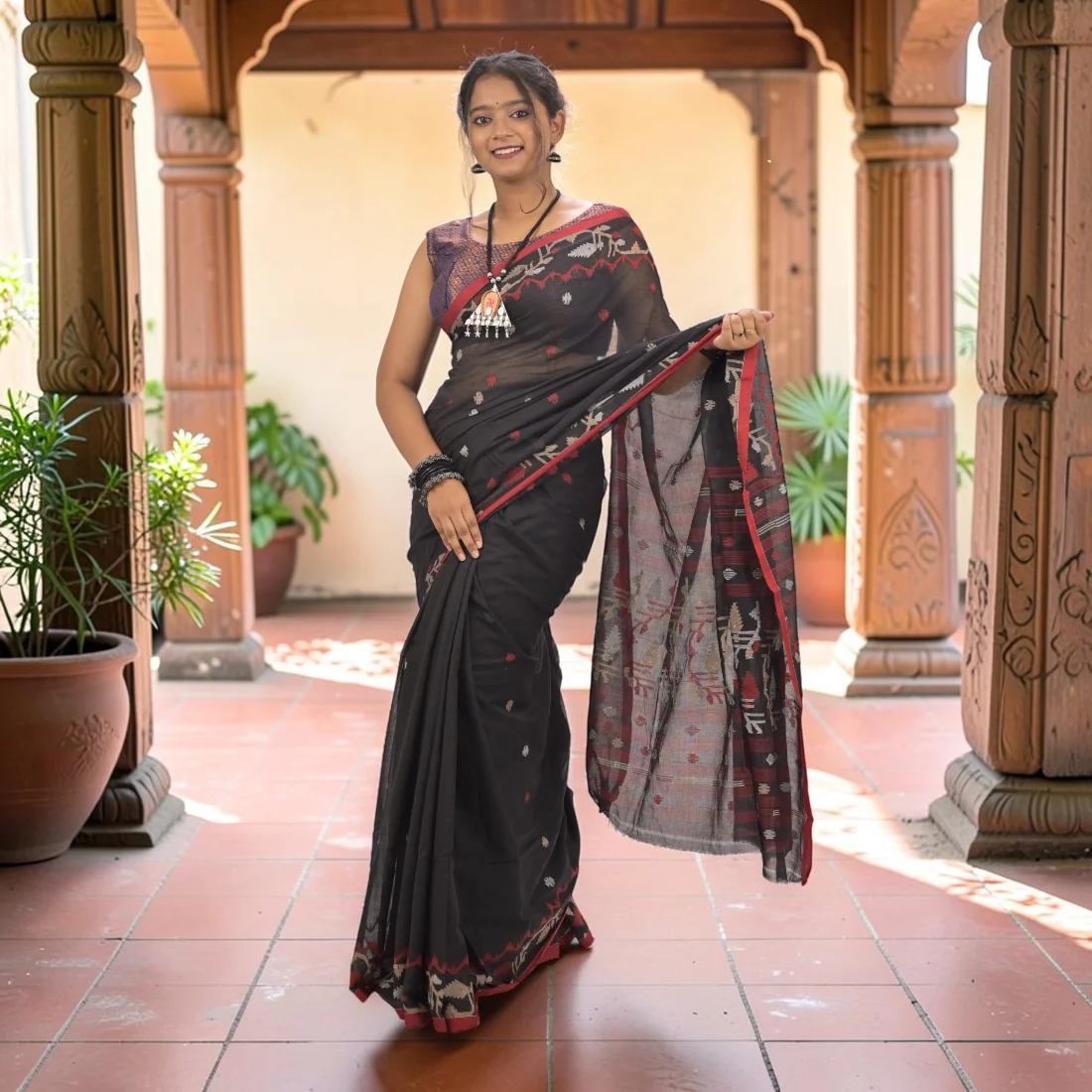 Nishika Noir Soft Jamdani Saree Thumbnail 2