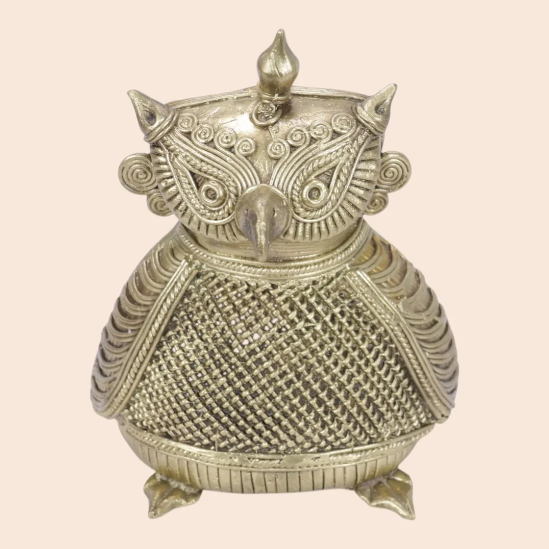Handcrafted Dokra Owl Figurine – Traditional Brass Home Décor Thumbnail 6
