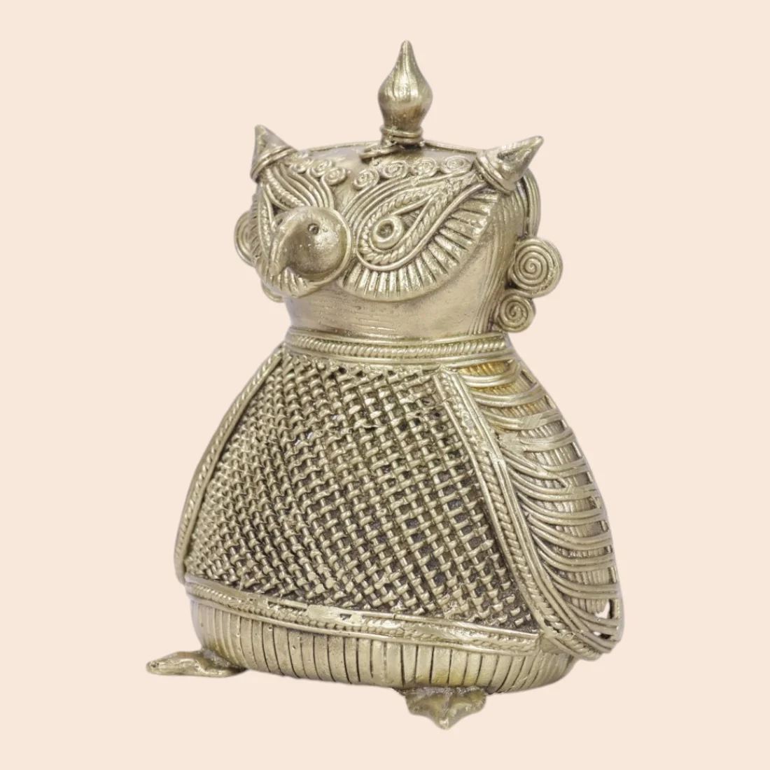 Handcrafted Dokra Owl Figurine – Traditional Brass Home Décor Thumbnail 2