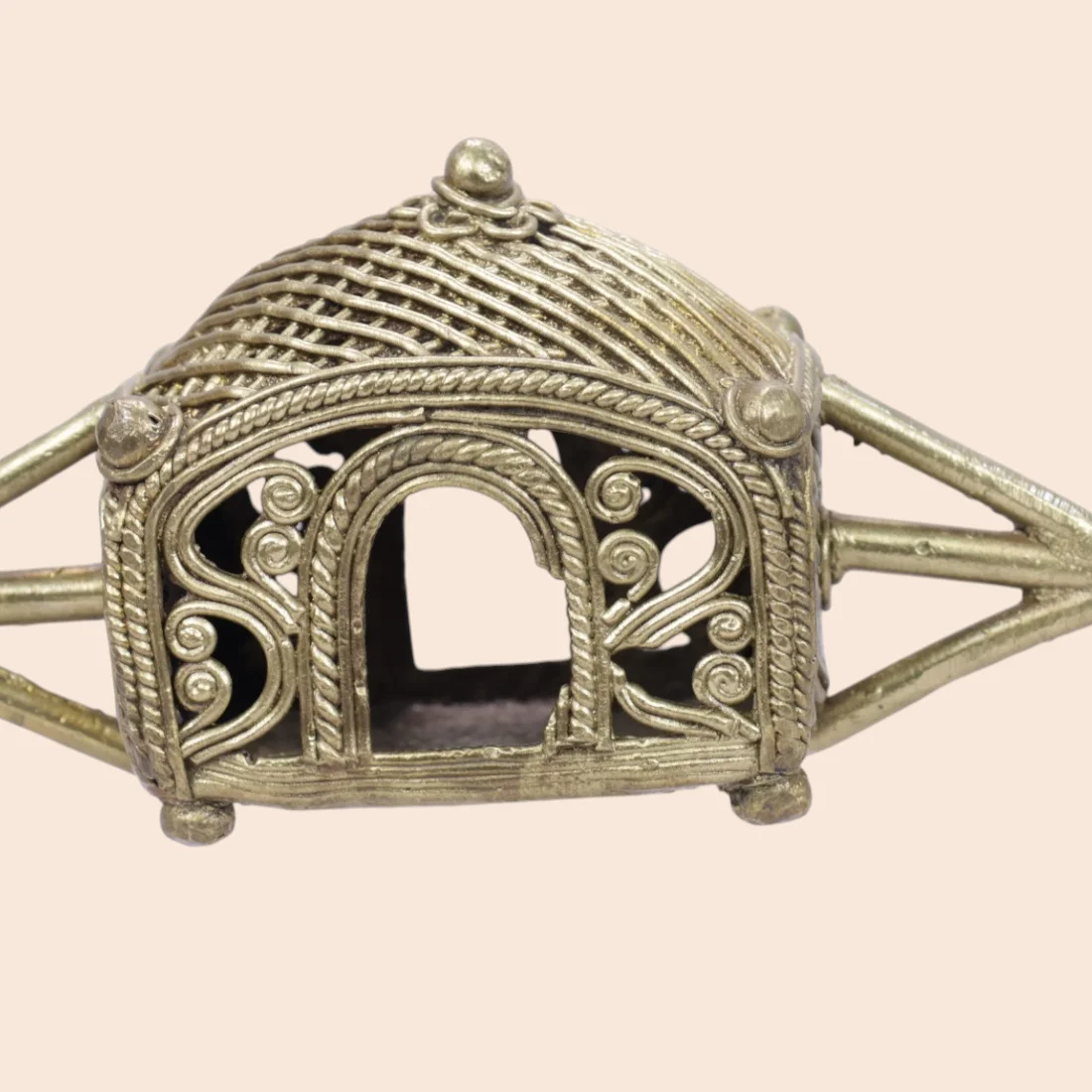 Handcrafted Dokra Tribal Palanquin Bearers Showpiece – Traditional Brass Home Décor Thumbnail 6