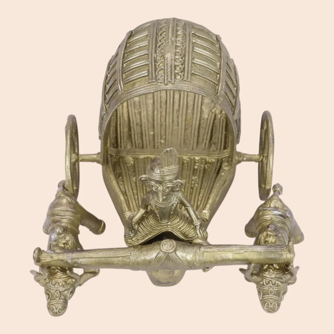 Handcrafted Dokra Bullock Cart with Driver – Traditional Brass Sculpture Thumbnail 6
