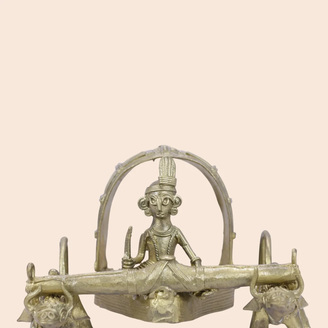 Handcrafted Dokra Bullock Cart with Driver – Traditional Brass Sculpture Thumbnail 5