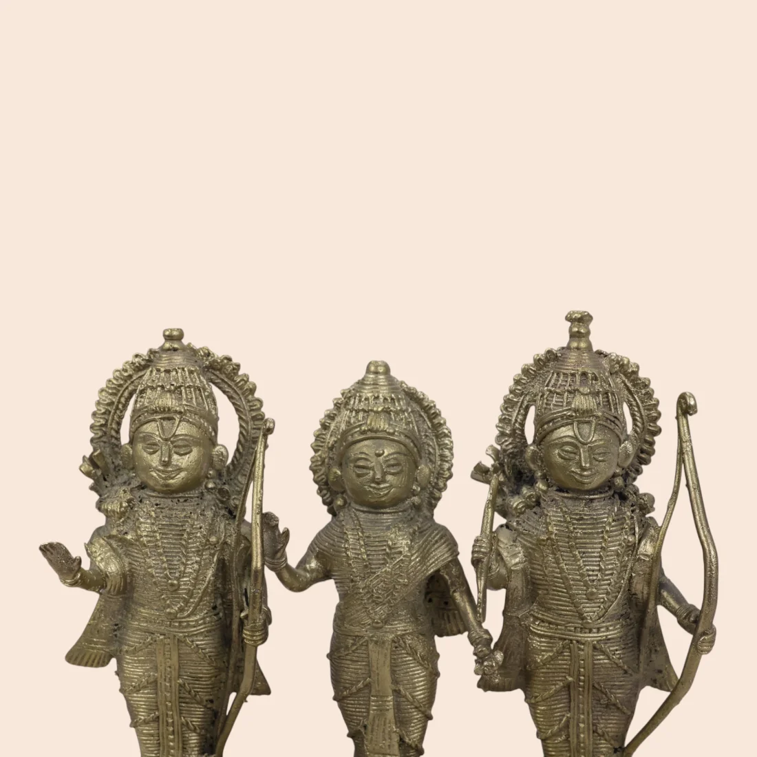 Handcrafted Dokra Ram Darbar – Lord Rama, Goddess Sita and Lakshmana Sculpture Thumbnail 5