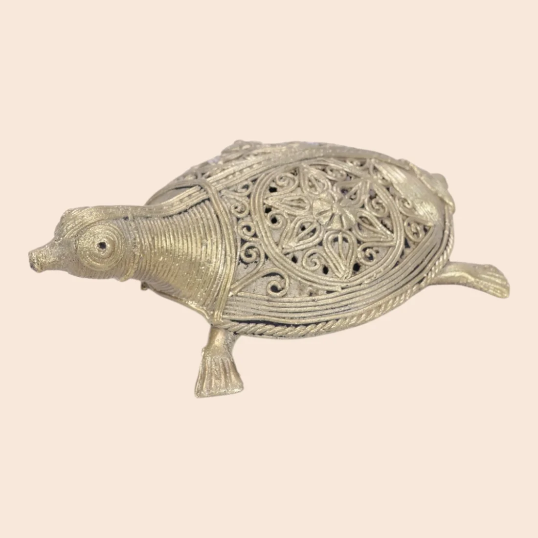 Handcrafted Dokra Turtle Figurine – Traditional Brass Home Décor Thumbnail 2