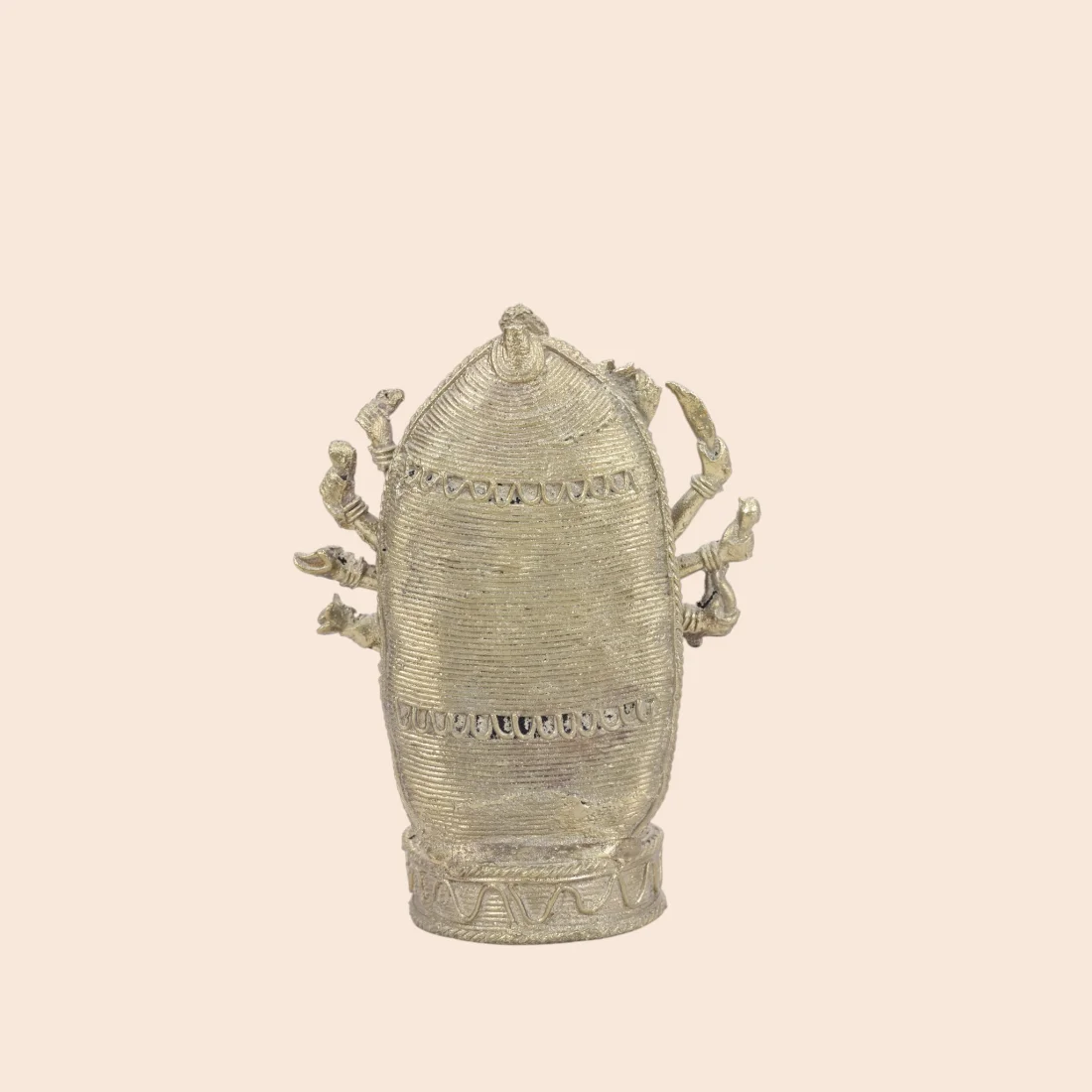 Handcrafted Dokra Goddess Durga Idol – Traditional Brass Sculpture Thumbnail 4