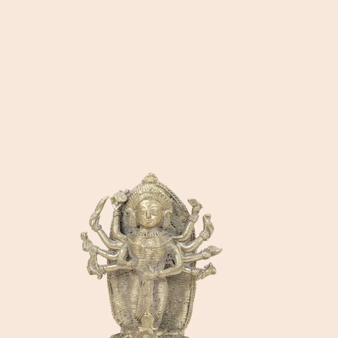 Handcrafted Dokra Goddess Durga Idol – Traditional Brass Sculpture Thumbnail 5