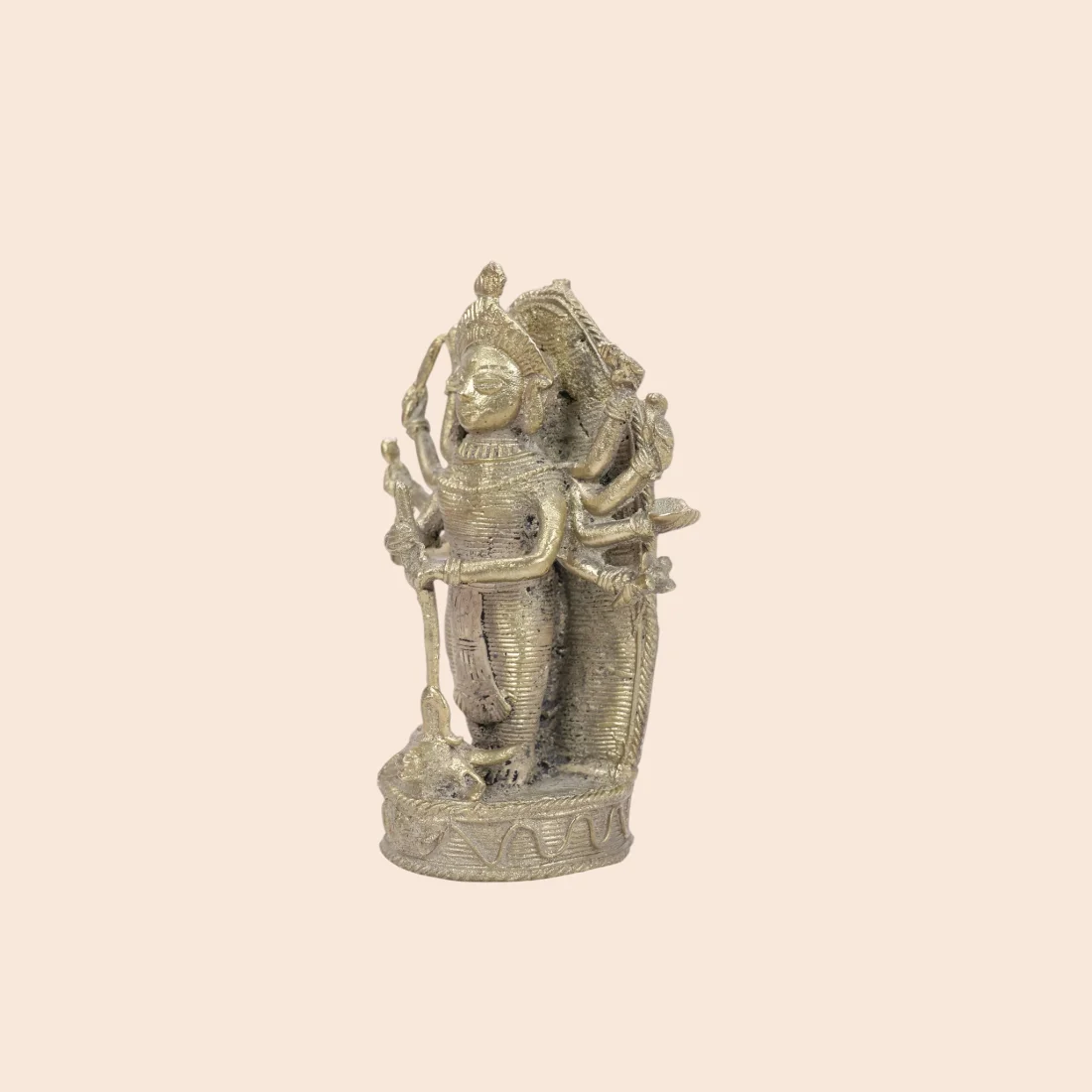 Handcrafted Dokra Goddess Durga Idol – Traditional Brass Sculpture Thumbnail 3