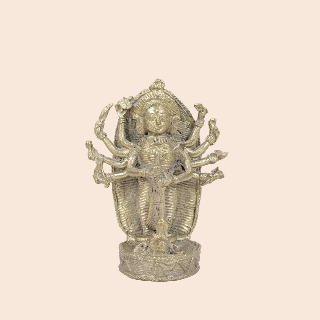 Handcrafted Dokra Goddess Durga Idol – Traditional Brass Sculpture