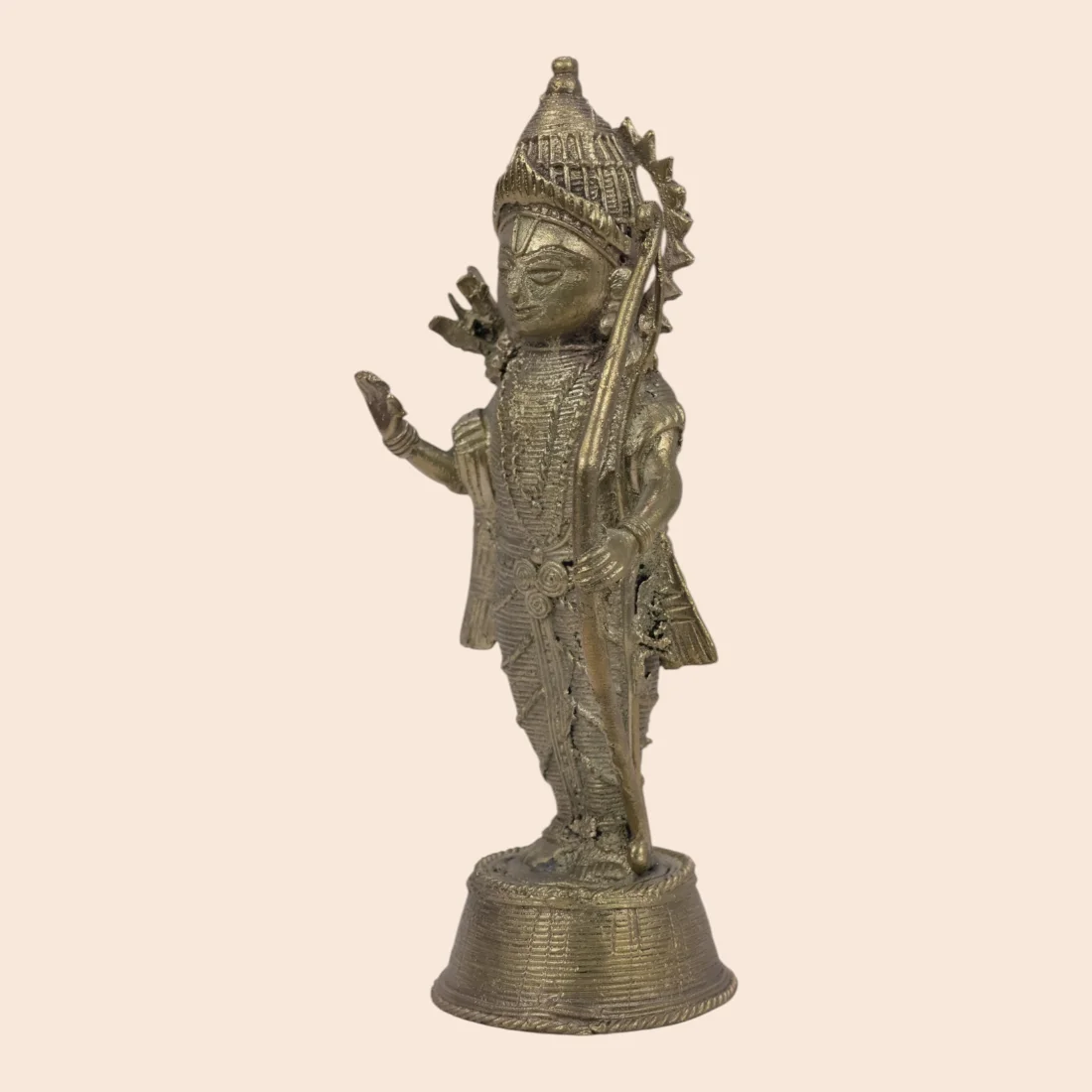 Handcrafted Dokra Lord Rama Idol with Bow – Traditional Brass Sculpture Thumbnail 4