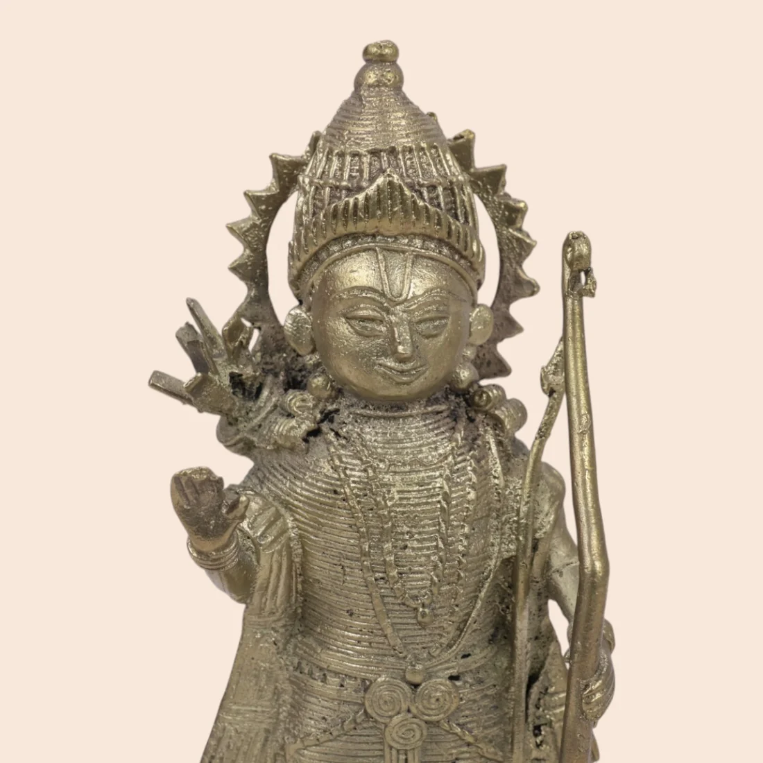 Handcrafted Dokra Lord Rama Idol with Bow – Traditional Brass Sculpture Thumbnail 6