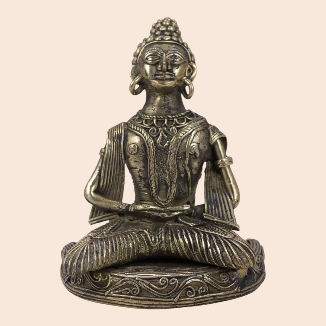 Handcrafted Dokra Meditating Buddha Idol – Traditional Brass Sculpture Thumbnail 2