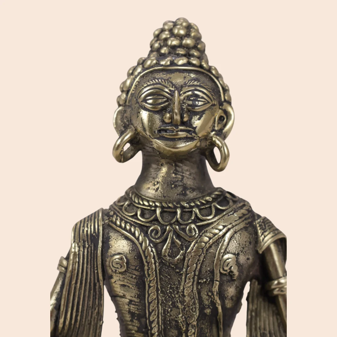 Handcrafted Dokra Meditating Buddha Idol – Traditional Brass Sculpture Thumbnail 5