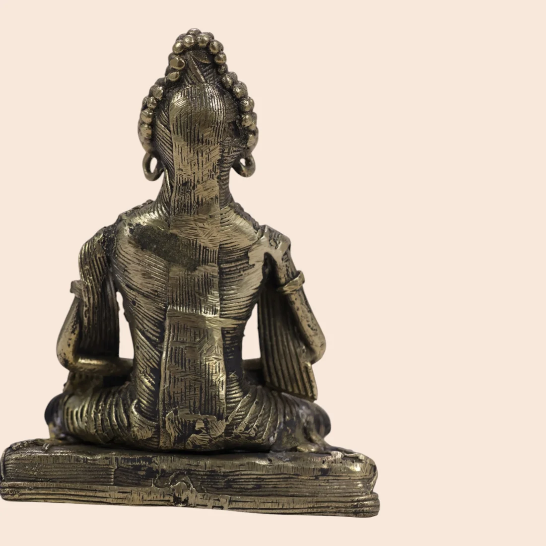 Handcrafted Dokra Meditating Buddha Idol – Traditional Brass Sculpture Thumbnail 6