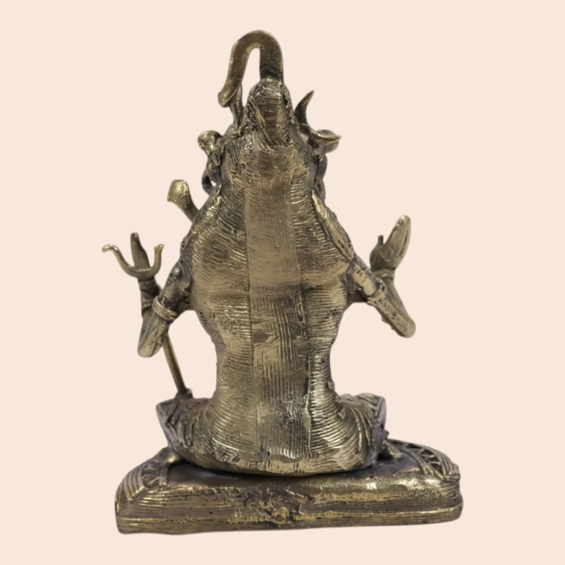 Handcrafted Dokra Meditating Lord Shiva Idol with Trishul – Traditional Brass Sculpture Thumbnail 5