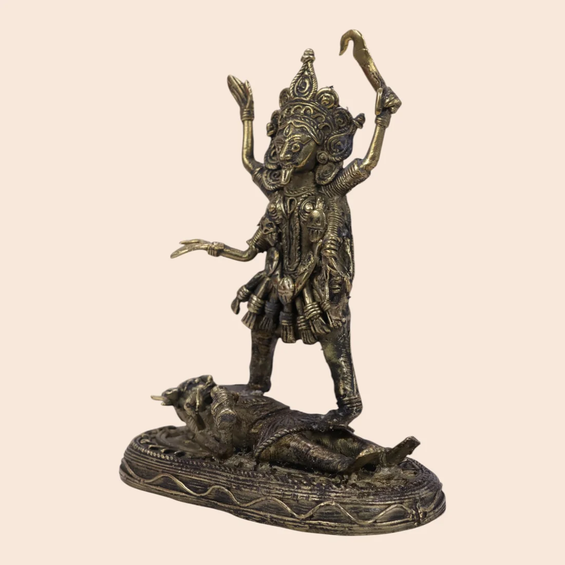 Handcrafted Dokra Goddess Kali Idol – Traditional Brass Sculpture Thumbnail 3